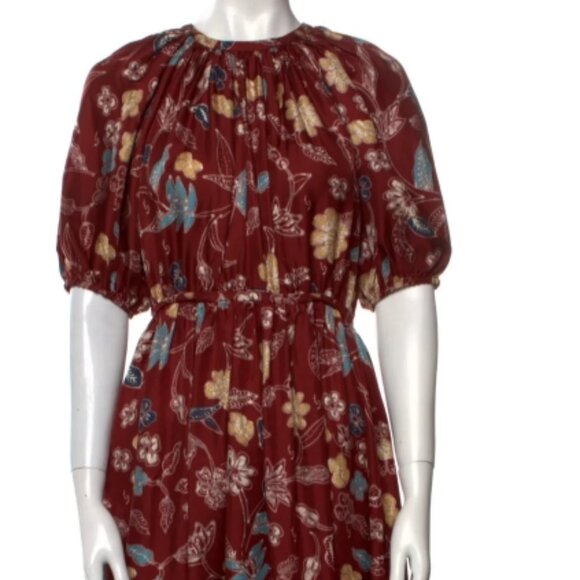NWOT ULLA JOHNSON Cybil Silk Midi Dress in Anemone XS $765 - Picture 5 of 7